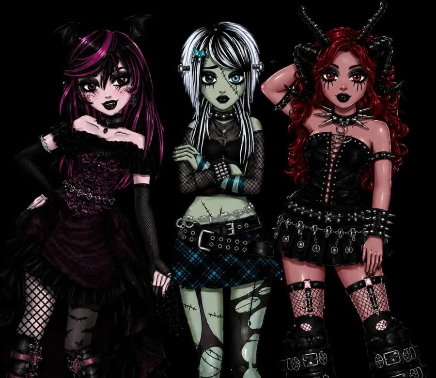 Trio de personagens da identidade visual da Noturna Club